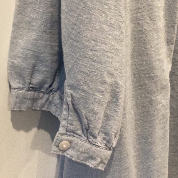 Pale Blue Linen Blend 3/4 sleeve Tunic Top - Picture 7 of 9